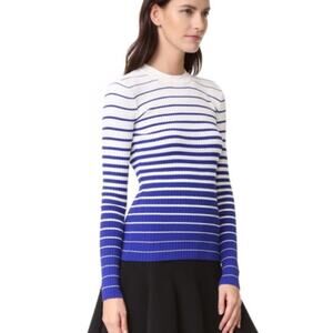 Milly Striped Blue & White Ombre Pullover Sweater Size Large